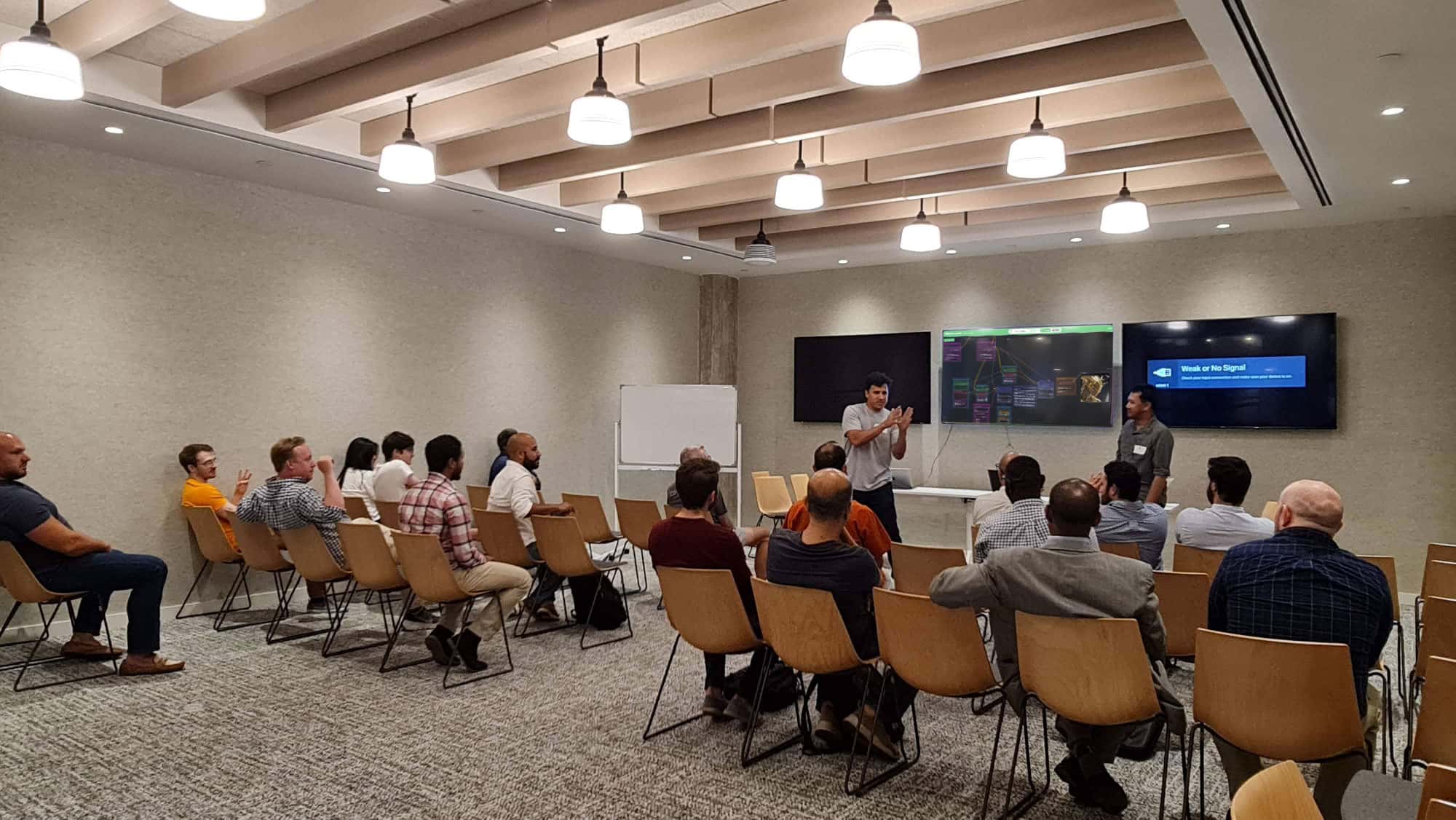 Instructor presenting ComfyUI workflows to a class