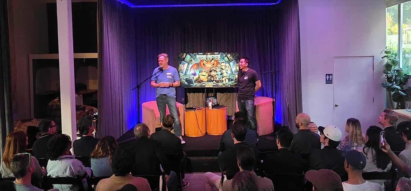 Floyo L.A. industry event — speakers on stage
